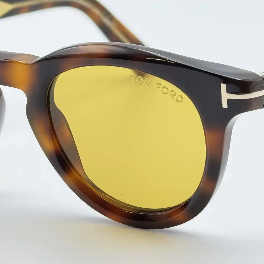 Tom Ford Sunglasses TF1325 53E Icon Collection Tortoise Round Pantos Amber Lens